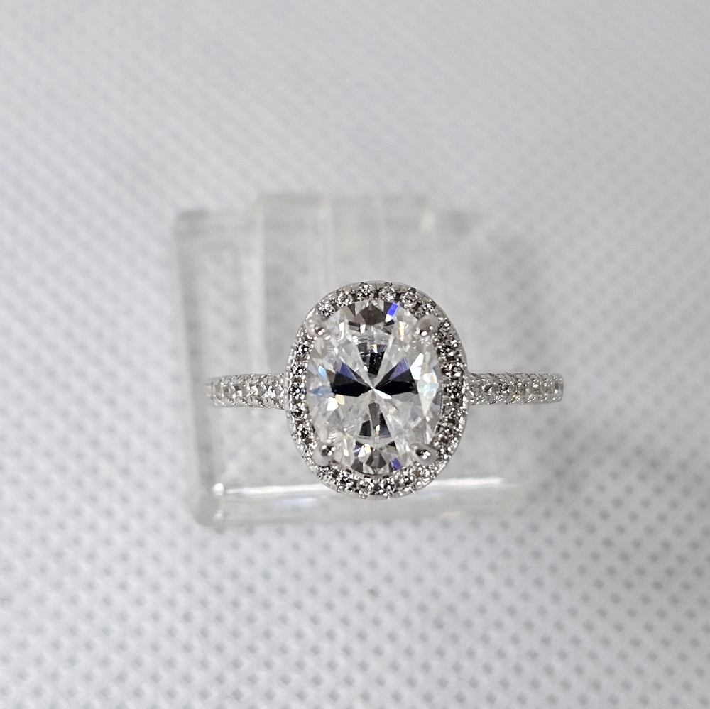 Certified GRA Moissanite Ring 18k White Gold over Sterling Silver Sz 8! … - Picture 3 of 17